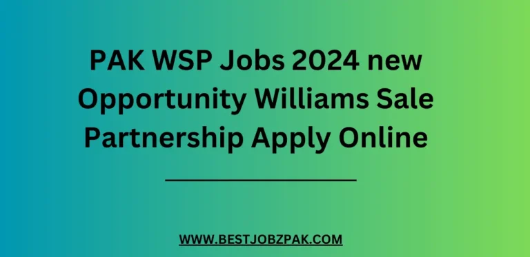 PAK WSP Jobs 2024 new Opportunity Williams Sale Partnership Apply Online